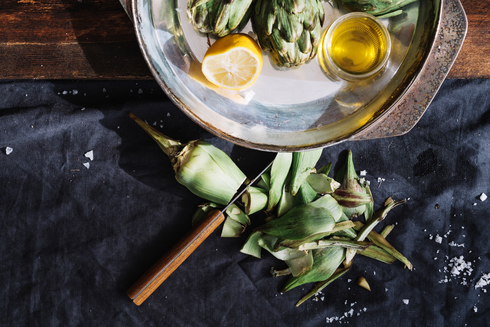 rustic plated starter with herbs and citrus