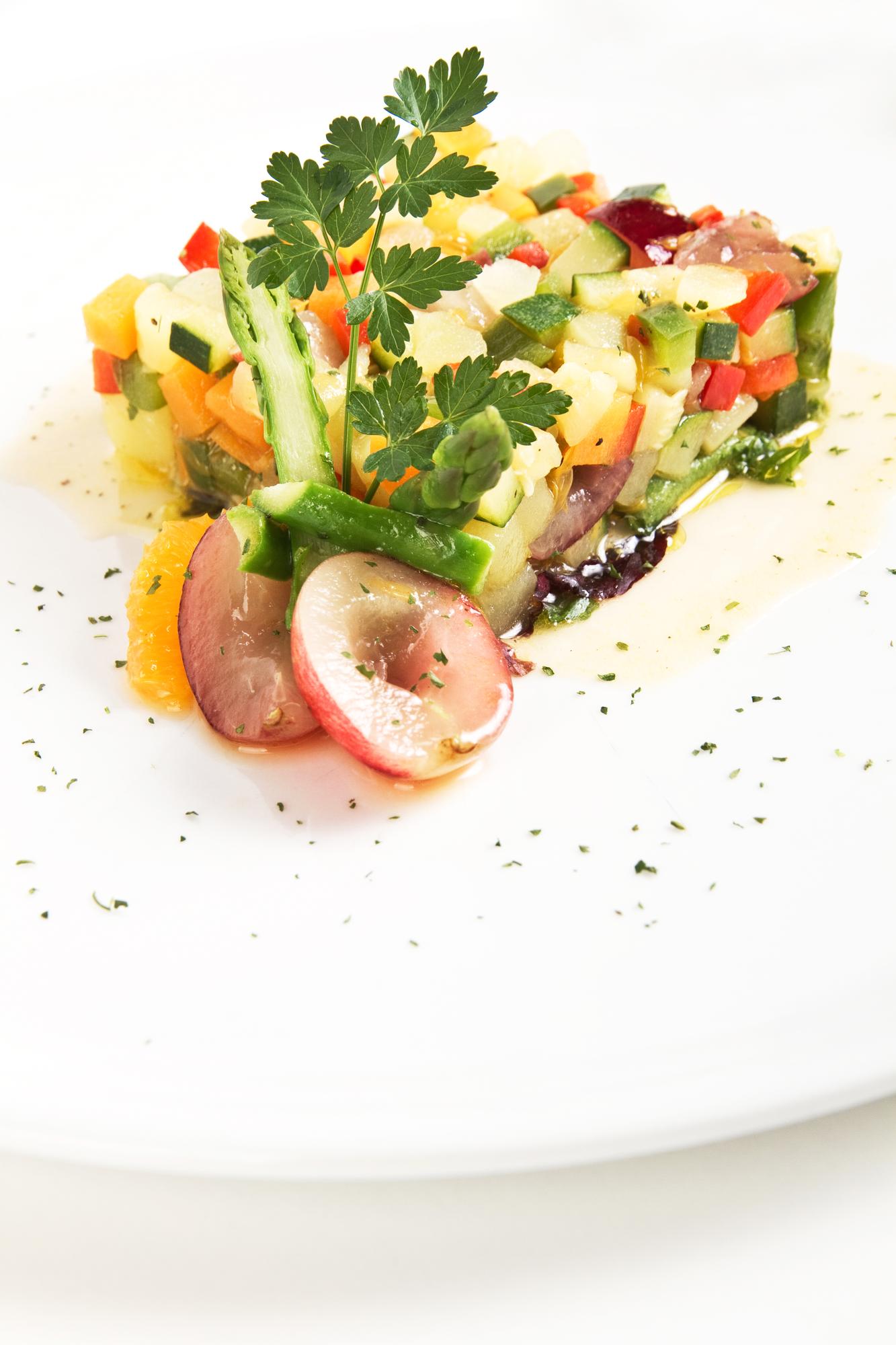 main course with seasonal vegetables and protein